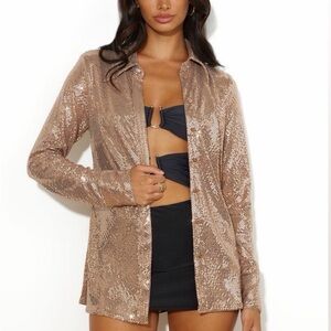 C/MEO Collective Rose Gold Sequin Hooded Top